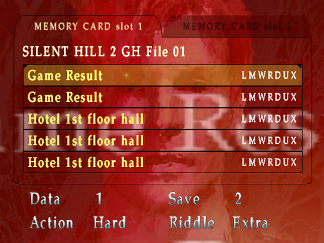 Silent Hill 2 PS2 Official Memory Card Unlocked Completed Saves 